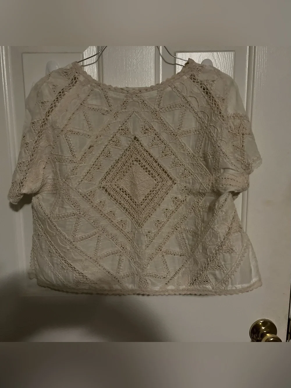 crème crochet free people crop tee